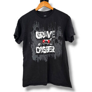 Monster Jam Men's Grave Digger Skulls Graphic T-Shirt Black Size Medium